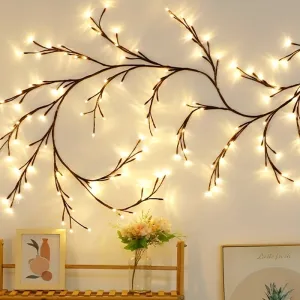 1 Pack, Branch String Lights, Tree Branch String Lights USB Powered Lighted Globe Lights Rattan Fairy Lights For Bedroom Window Wall Decor (144LEDs Willow Vine Lights)