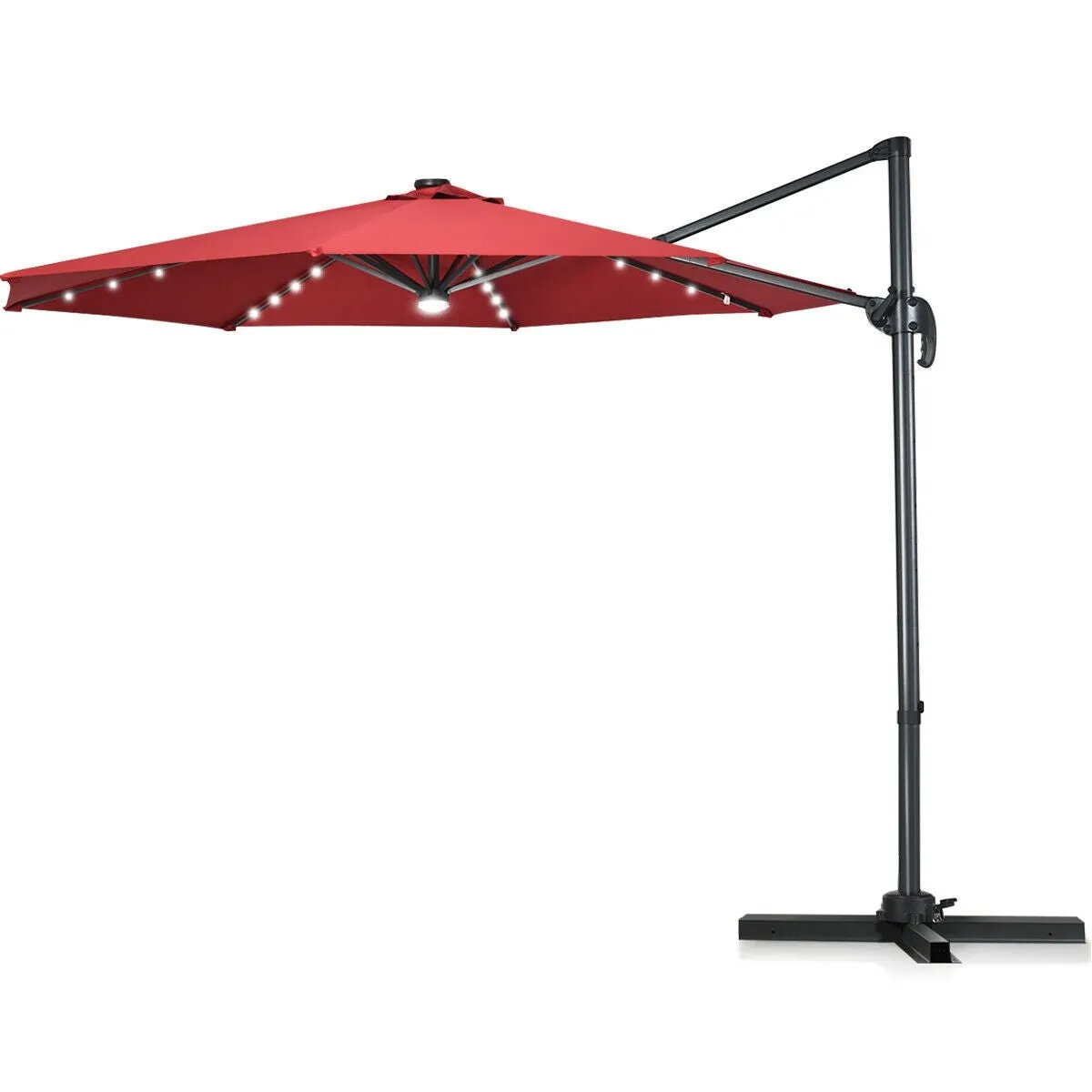 10 Ft. Patio Offset Cantilever Umbrella with Solar Lights - Wine