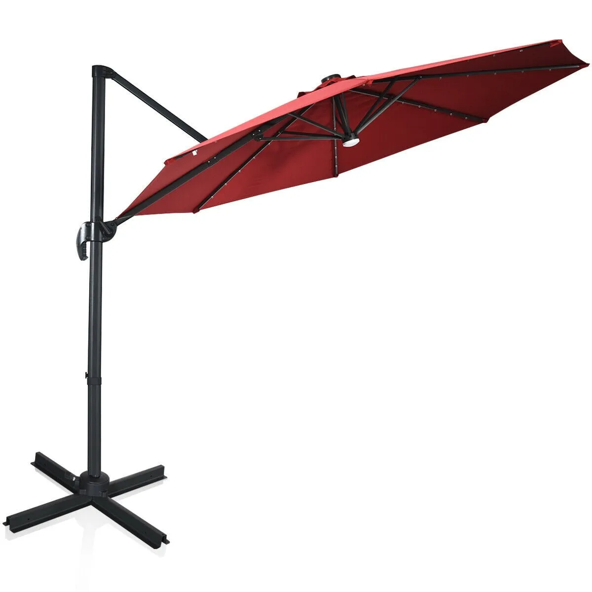 10 Ft. Patio Offset Cantilever Umbrella with Solar Lights - Wine