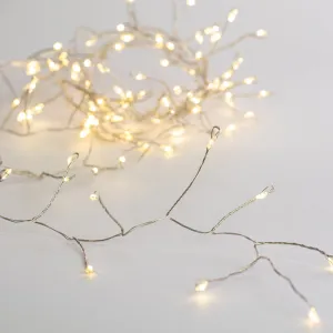 100 LED Battery Lights On Wire: Warm White