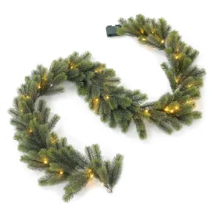 6ft Pre-Lit Green Christmas Garland Indoor/Outdoor With Timer