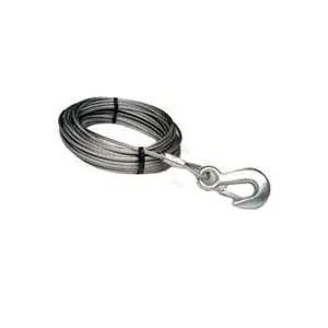 BARON 59401 Winch Cable, 7/32 in Dia, 50 ft L, Hook End, Galvanized Steel