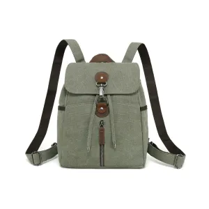 Canvas Backpack w/ Leather Trim - Green