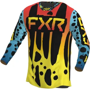 FXR  Podium MX Jersey Dart Frog Lightweight Slim Fit Drop-Tail Hem Collared