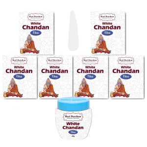 Hari Darshan Safed Chandan Tika - Pack of 6-40g Each | White Chandan Tilak | Pure Sandalwood Paste with Long Lasting Fragrance for Daily Pooja Havan