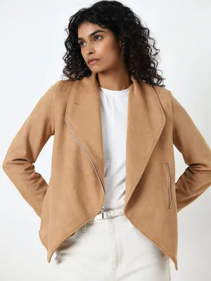 LOV Light Beige Faux Suede Jacket