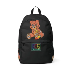 Orange Demon Bear Unisex Fabric Backpack