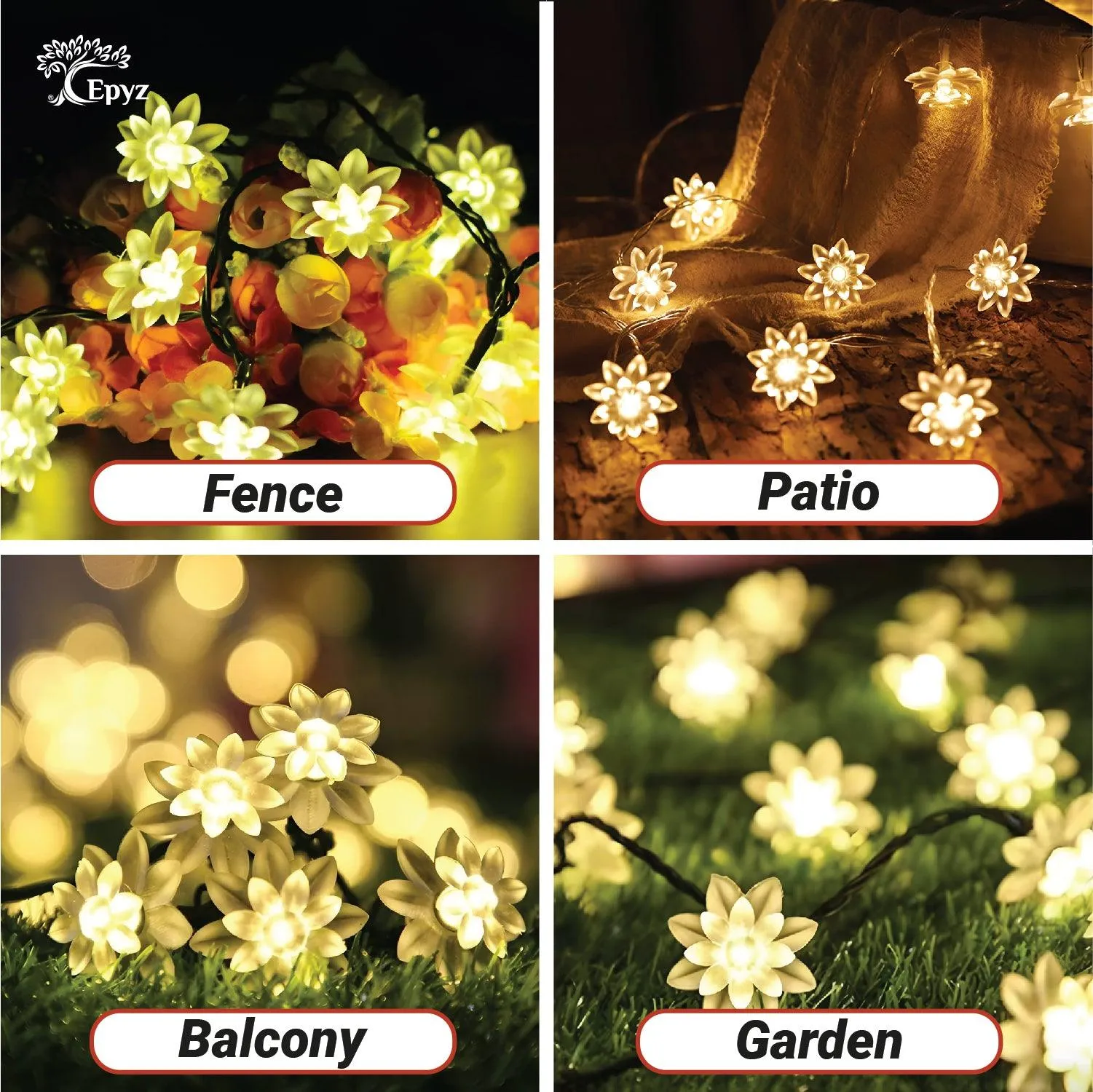 Solar Lotus Flower String Lights - Epyz